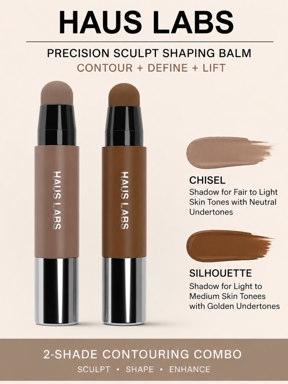 Haus Labs Precision Sculpt Shaping Balm two colors Combo: Chisel and Silhouette - Picture 3 of 11